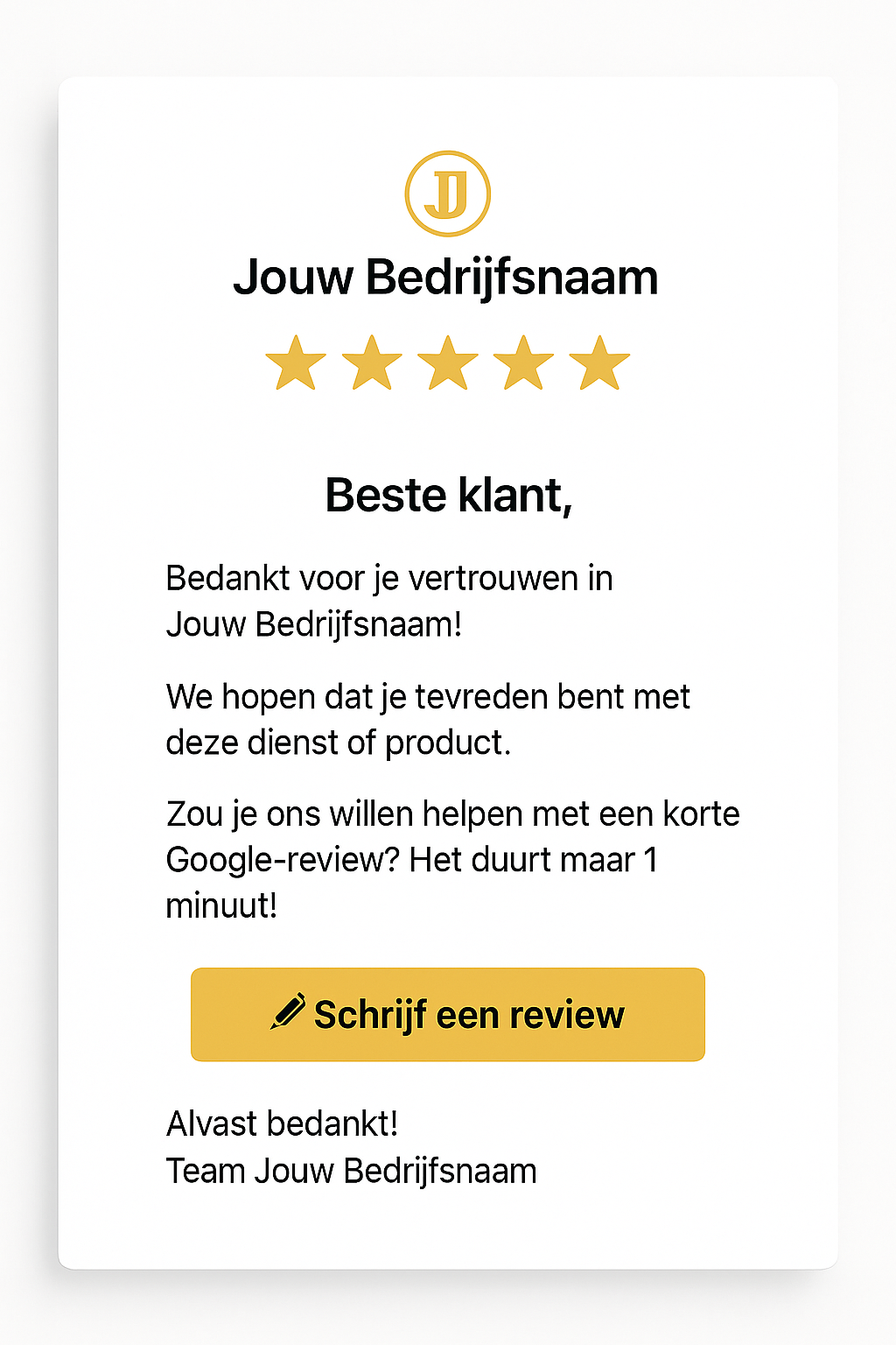 Voorbeeld reviewmail (licht)